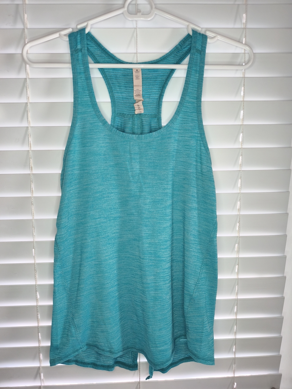 Lululemon Salute The Sun Tank Heathered Peacock Blue Open Tie Back Sz 2